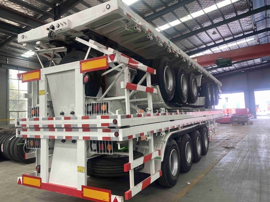 CIMC 40 طن 60t 2/3 محور 20FT 40FT حاوية الهيكل مستخدم سرير مسطح عنق العناق هيكل العظام شاحنة سرير مسطح مقطورة