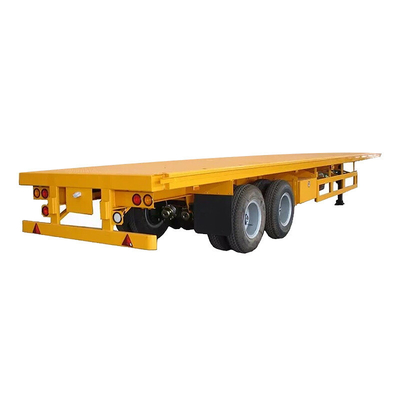 CIMC 2 محور 30T قوة عالية من الفولاذ المقاوم للآليات منخفضة Q345 هواء أو تعليق ميكانيكي 20ft حاوية سطحية شاحنة نصف مقطورة