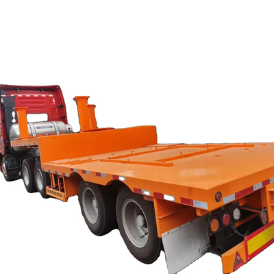CIMC 40/ 45ft 2 هيكل الإطار الفضاء محور من الصلب عالية القوة 16Mn الصلب الحامية الحزمة الطولية المتوسعة Flatbed مقطورة