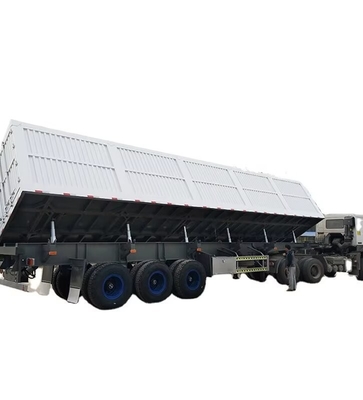 CIMC ثلاثي المحور جانب Tipper 70 طن يسمح للسلع أن يتم تفريغها من جانب نقل مواد البناء هدر نصف مقطورة