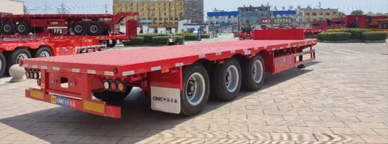 CIMC Q345B الفولاذ 3 محاور 50-70 طن حاوية نصف مقطورة مسطحة