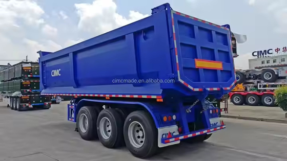 شاحنة هيدروليكية CIMC 3 محور محور الأمام يمكن رفعها إلى الوراء شاحنة هيدروليكية نصف مقطورة جانبية