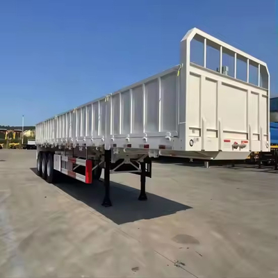 40FT 3 محور حمولة 45T الوزن الثقيل التعليق الميكانيكي 13pc ورقة الربيع الجدار الجانبي شاحنة نصف شاحنة مقطورة