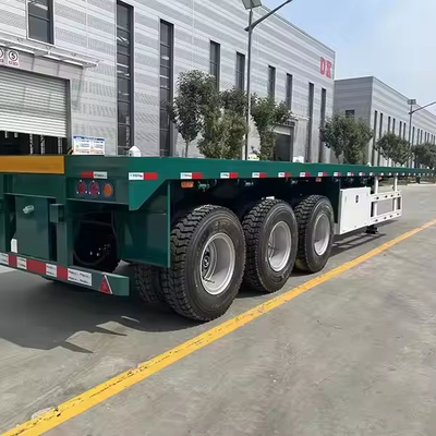 مقطورة سرير مسطحة 40ft 45ft خزان وقود آخر مثبت على الحاوية مقطورة سرير مسطحة بضائع كبيرة مقطورة نقل